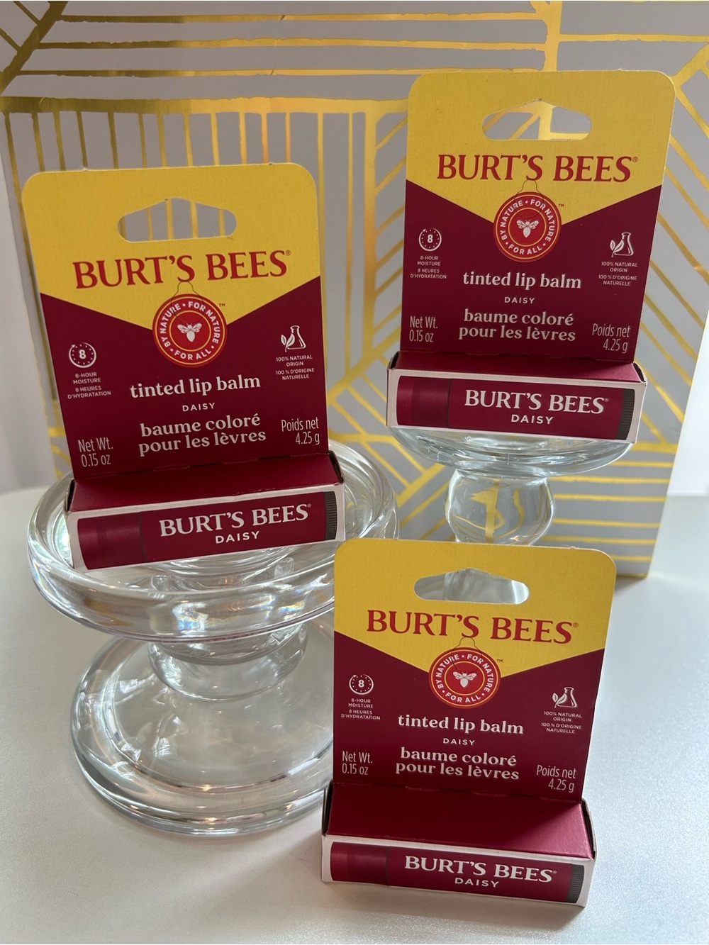 💛🌼 Burt’s Bees Tinted Lip Balm Daisy 3-Pack Factory Sealed Full Size 🌼💛